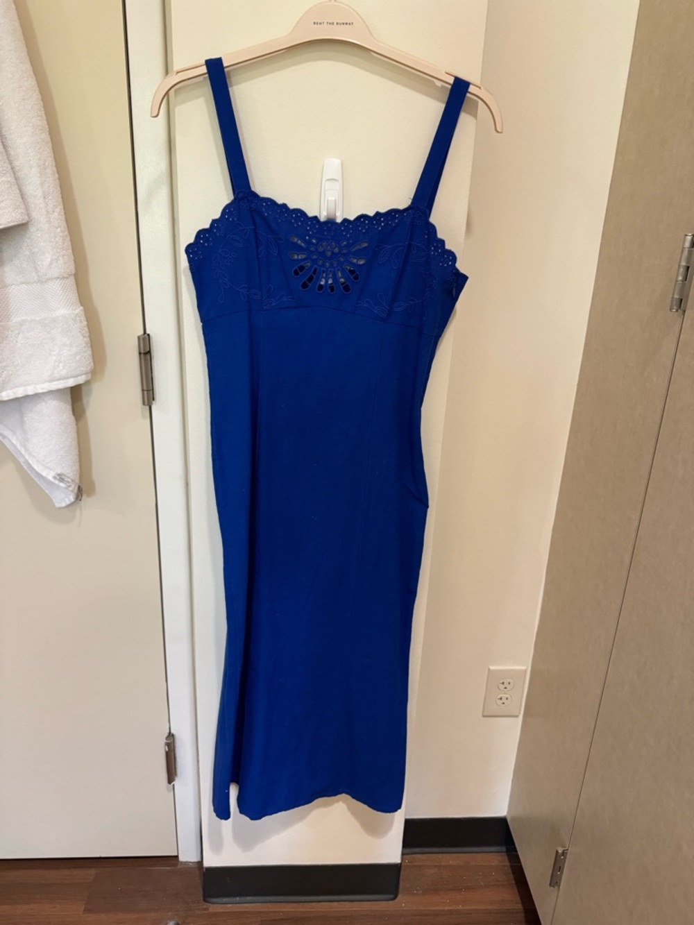Mango Royal Blue Eyelet Bust Midi Dress